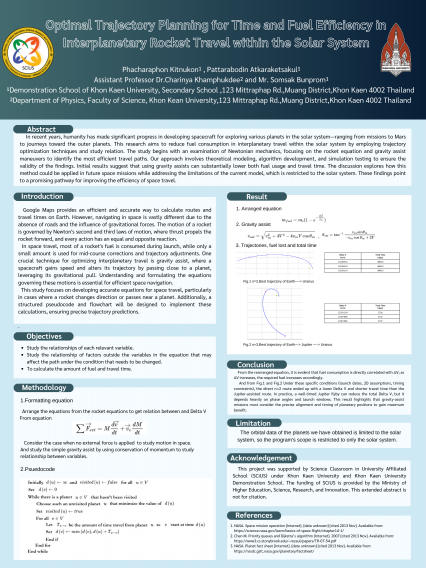 Poster Optimal Trajectory Planning for Time and Fuel Efficiency in Interplanetary Rocket Travel within the Solar System