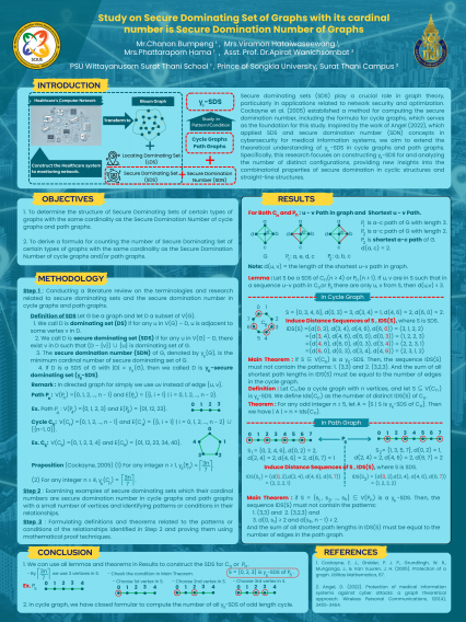 Poster Study on Secure Dominating Set of Graphs which its cardinal number is Secure Domination Number of Graphs.