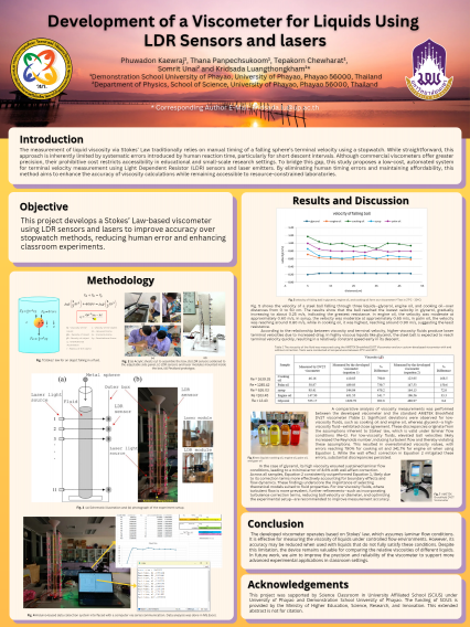 Poster Development of a Viscometer for Liquids Using LDR Sensors and lasers